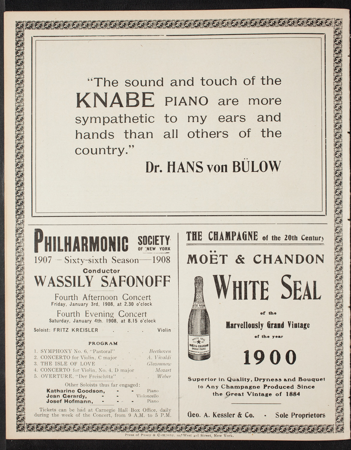 New York Philharmonic, December 14, 1907, program page 12