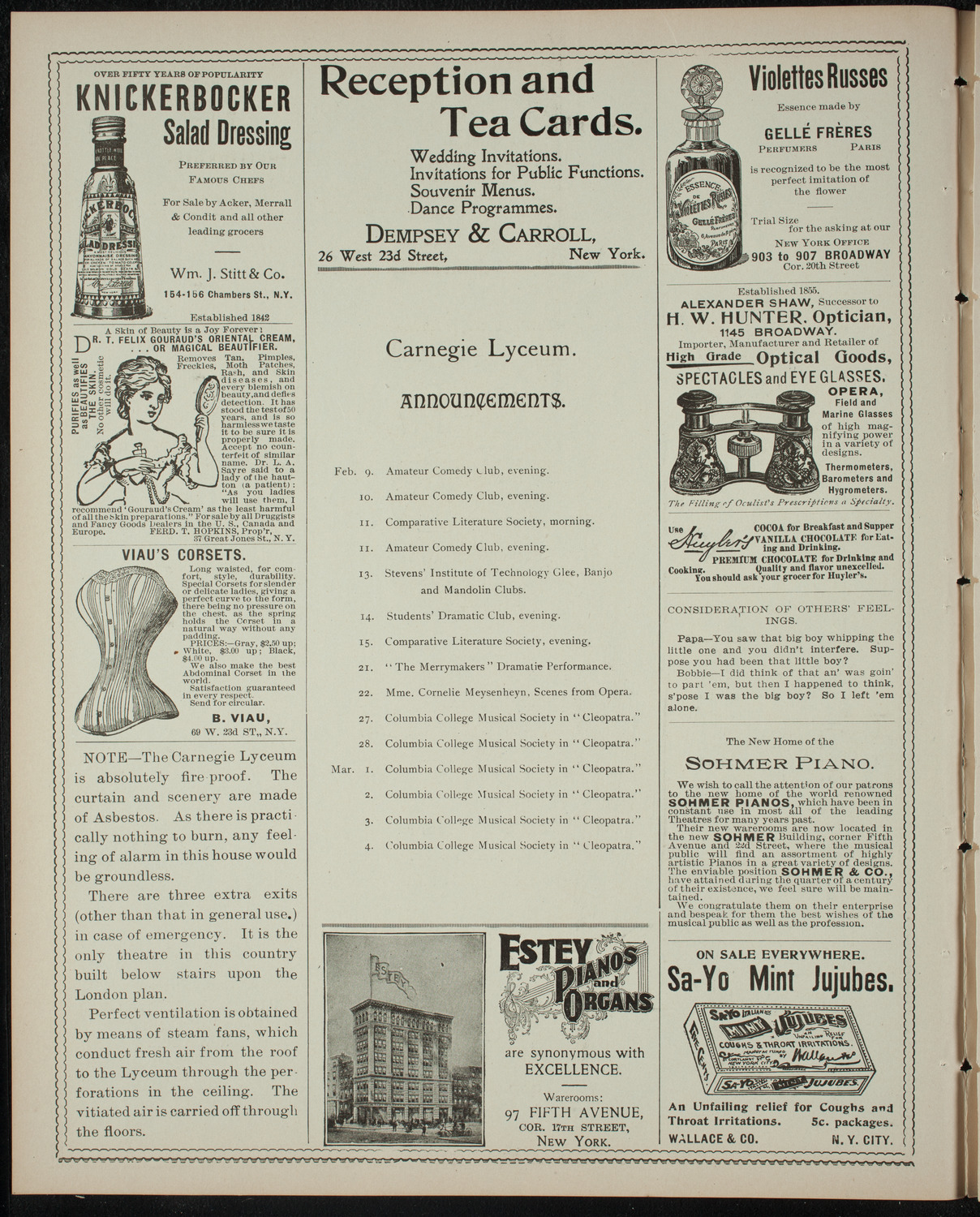 Amateur Comedy Club, February 8, 1899, program page 2