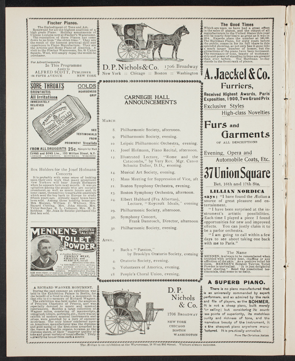 Josef Hofmann, Piano, March 5, 1901, program page 2