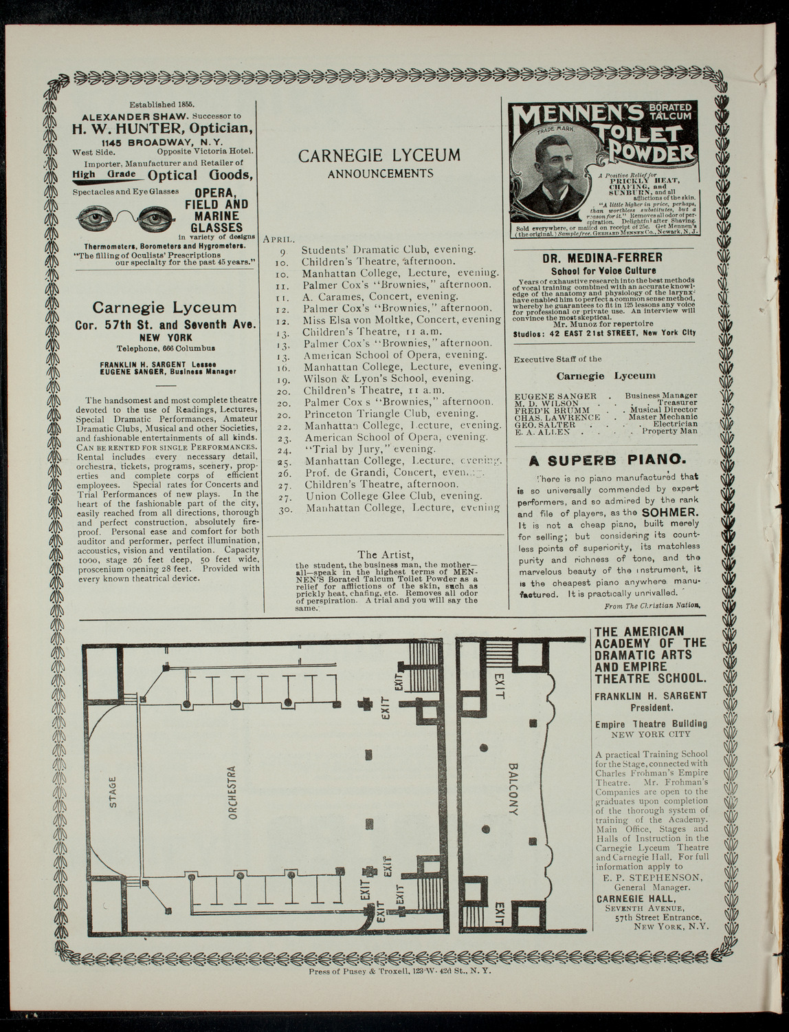 The Children's Theatre, April 6, 1901, program page 4