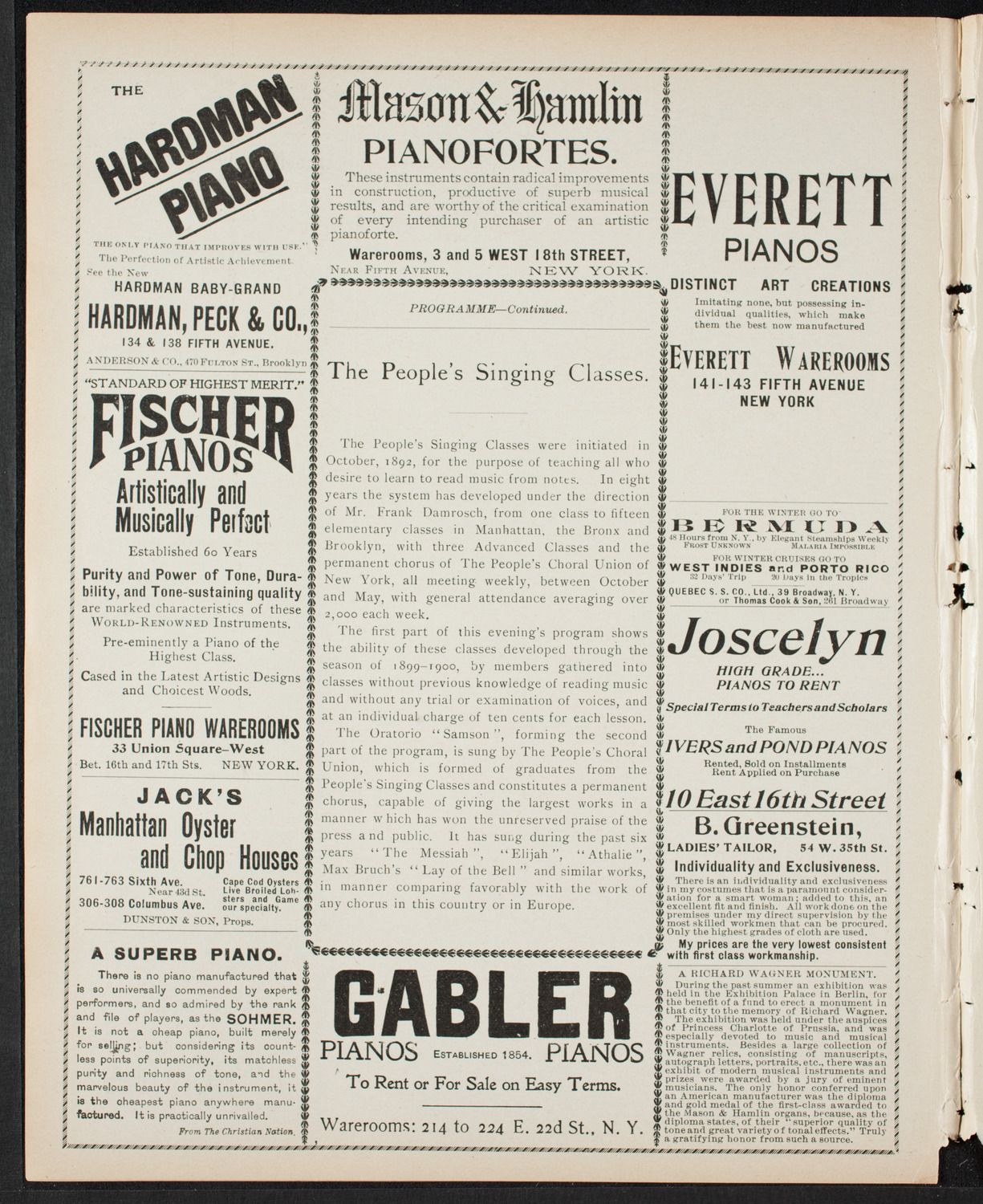 Concert by the People's Singing Classes and Orchestral Rehearsal of People's Choral Union, May 10, 1900, program page 6