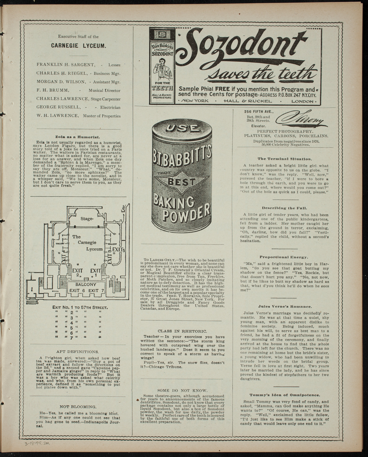 Comparative Literature Society Saturday Morning Conference, March 18, 1899, program page 3