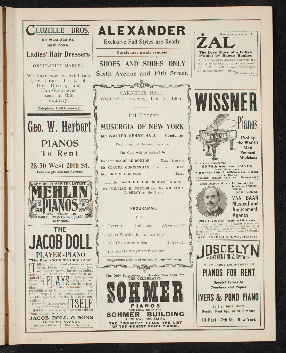 Musurgia of New York, December 6, 1905, program page 5