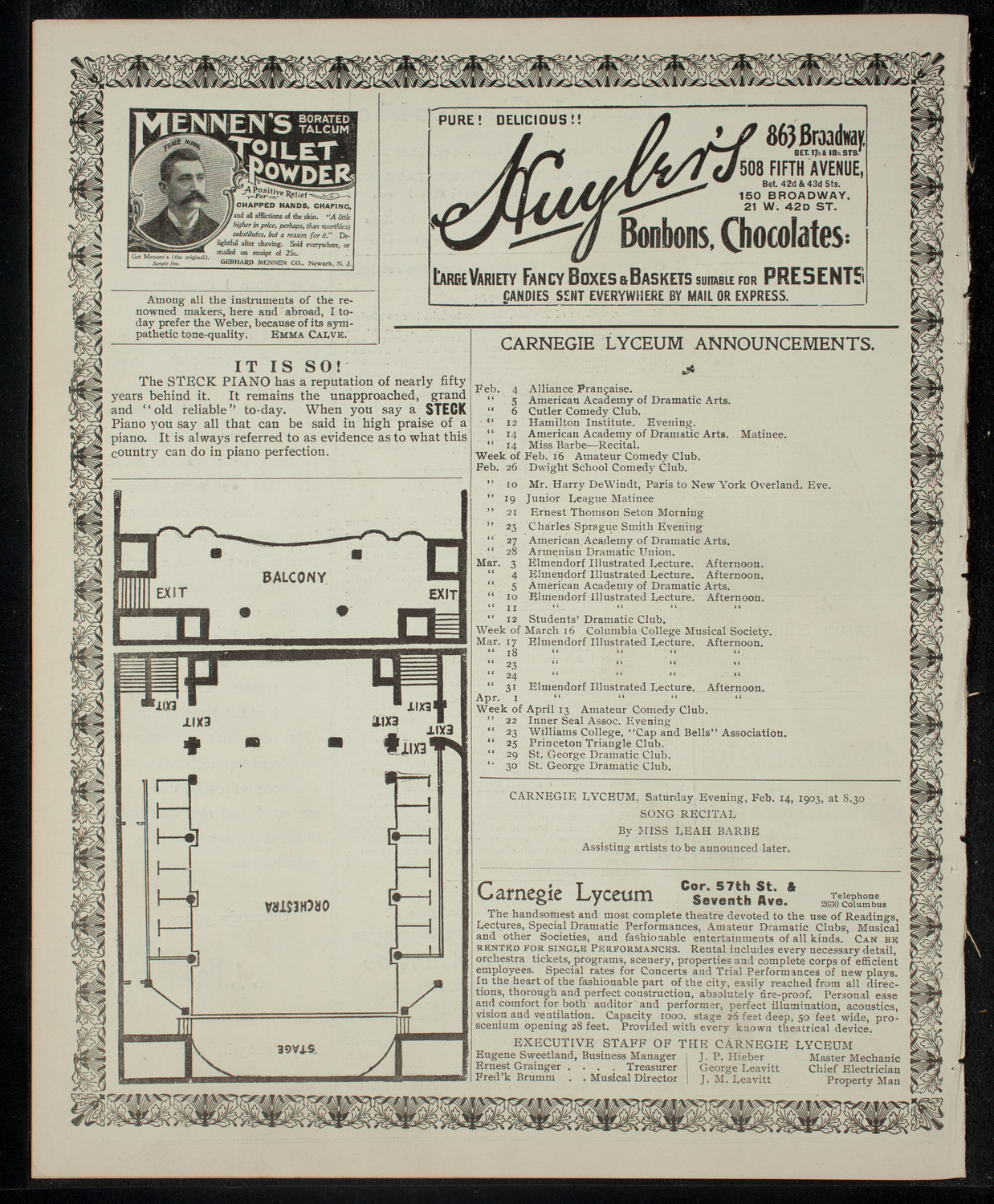 Social Club "Entre Nous", January 31, 1903, program page 4