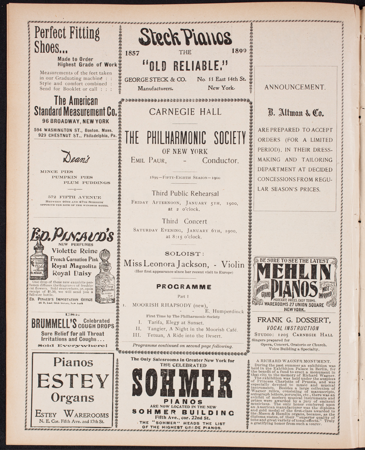 New York Philharmonic, January 5, 1900, program page 4