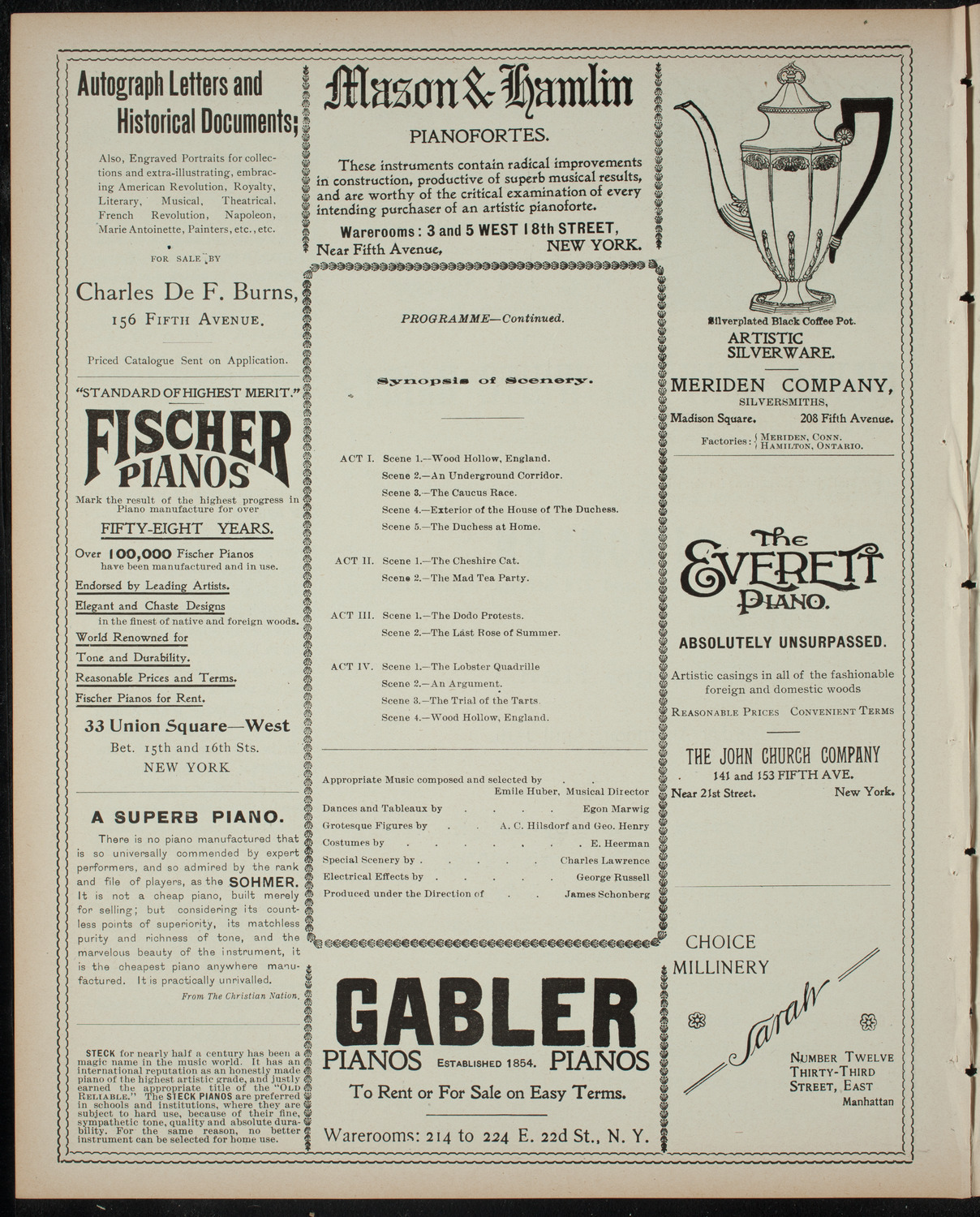 Alice in Wonderland, April 14, 1899, program page 6