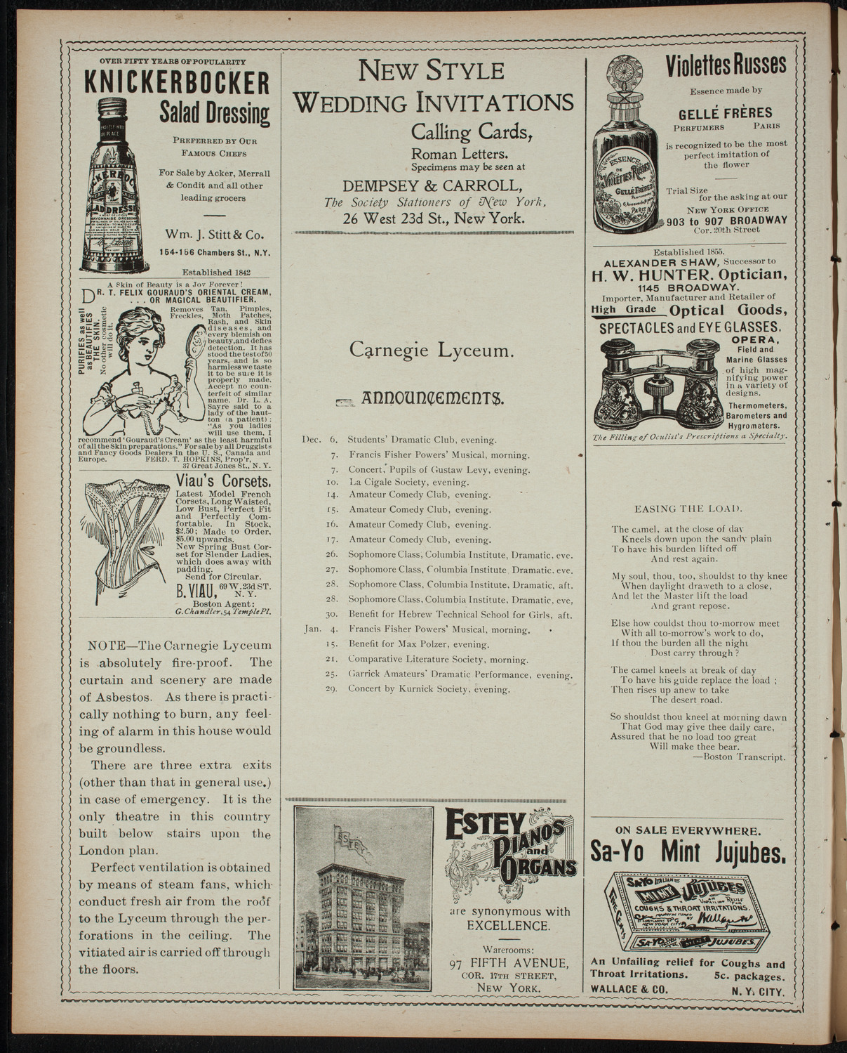 Students' Dramatic Club, December 6, 1898, program page 2