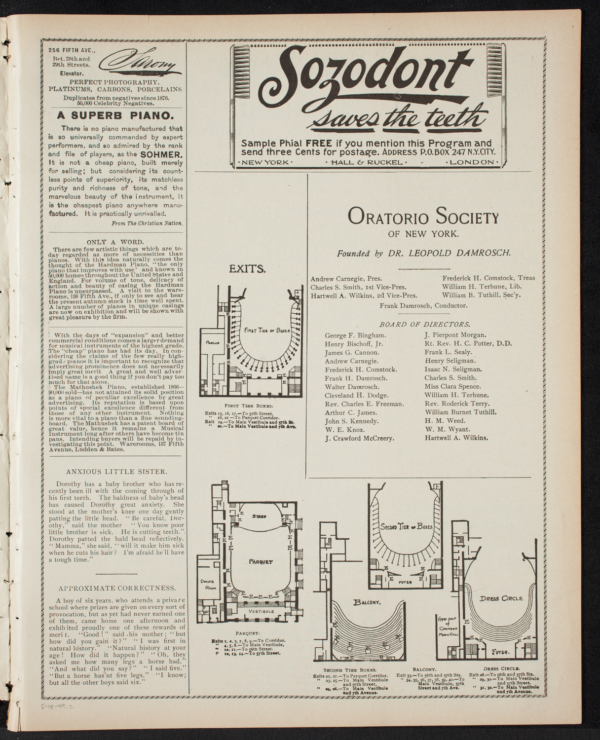 People's Singing Classes, May 18, 1899, program page 3