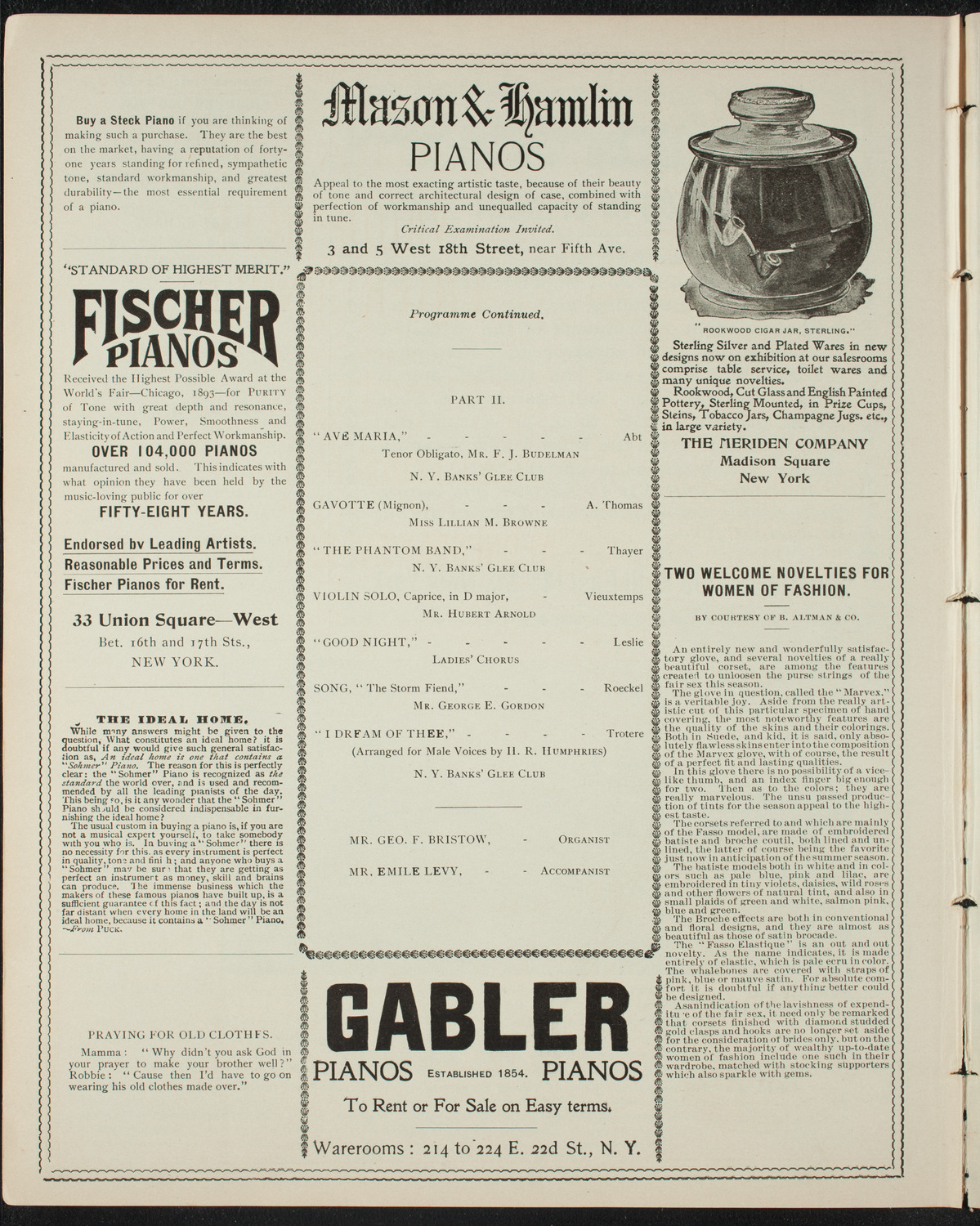 New York Banks' Glee Club and Others, May 31, 1898, program page 6