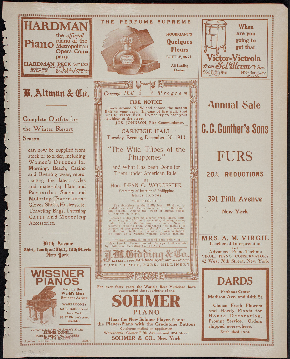 Lecture by Dean C. Worcester, December 30, 1913, program page 5