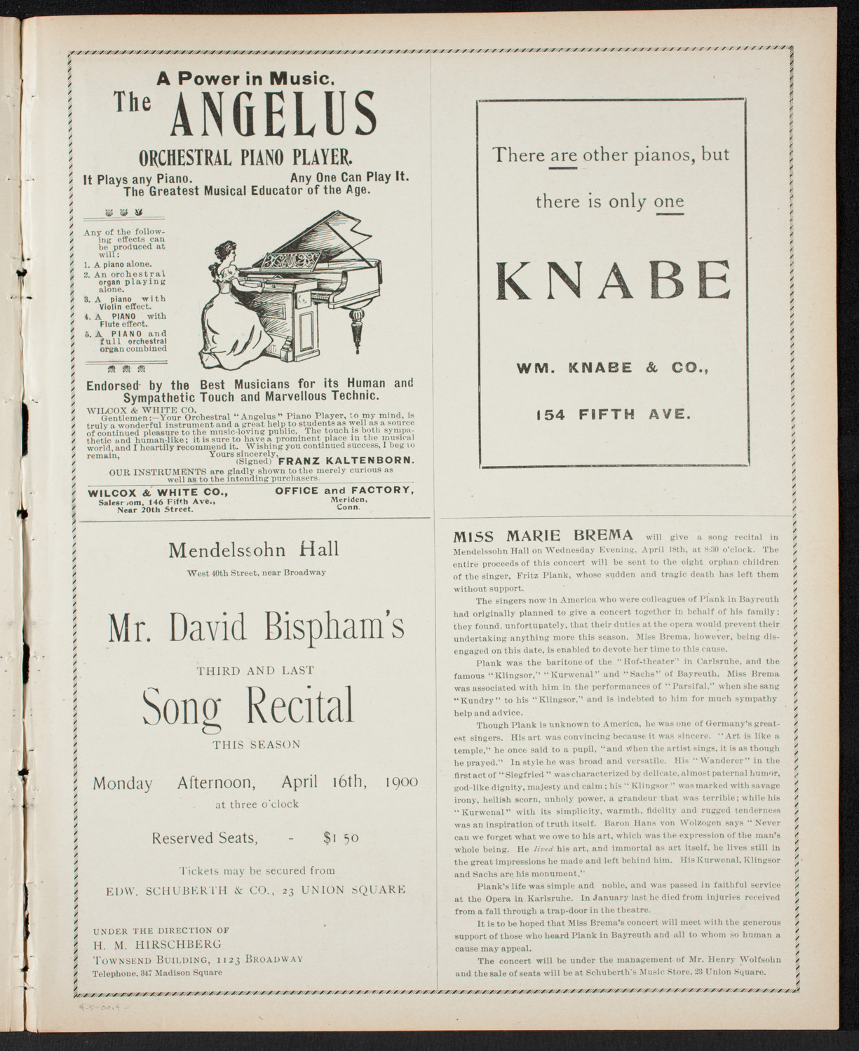 Oratorio Society of New York, April 5, 1900, program page 7