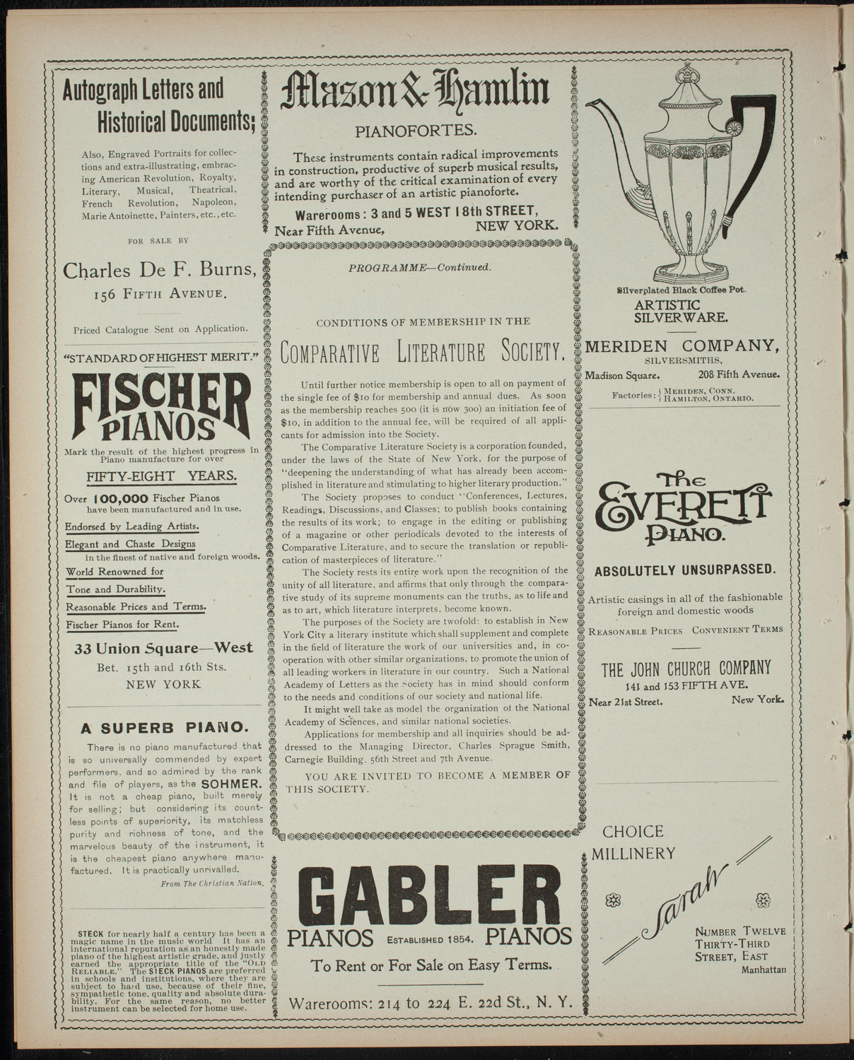 Comparative Literature Society Saturday Morning Conference, March 18, 1899, program page 6