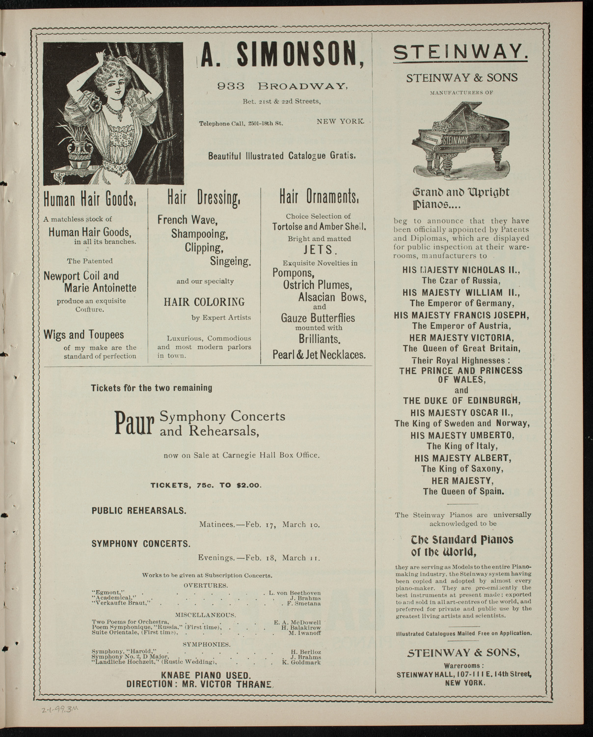 Powers-Arnold Wednesday Morning Musicale, February 1, 1899, program page 5