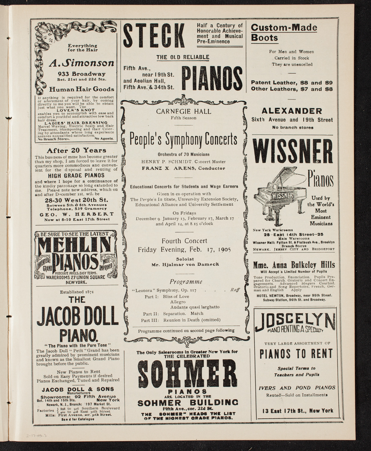 People's Symphony Concert, February 17, 1905, program page 5
