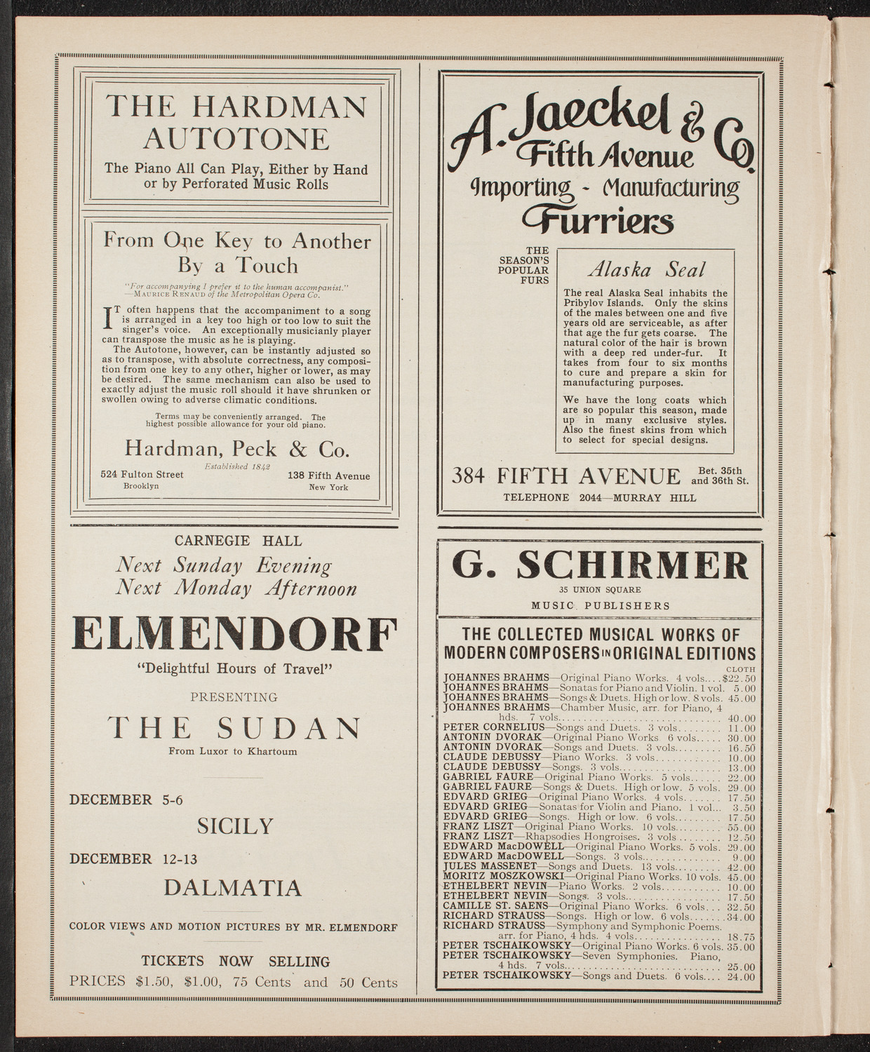 Elmendorf Lecture: At the Gates of the East, November 21, 1909, program page 8