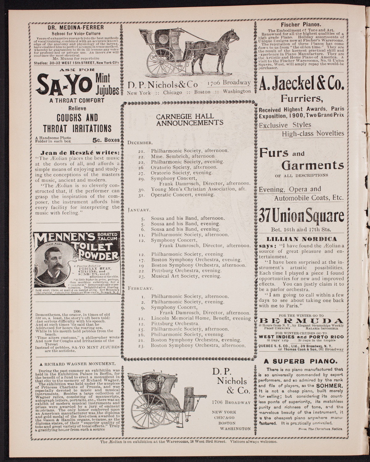 Musical Art Society of New York, December 20, 1900, program page 2