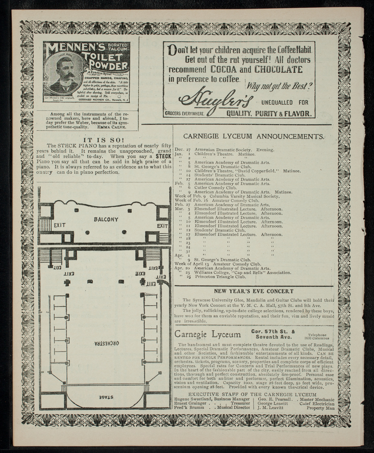 Columbia University Sophomore Dramatic Association, December 20, 1902, program page 4