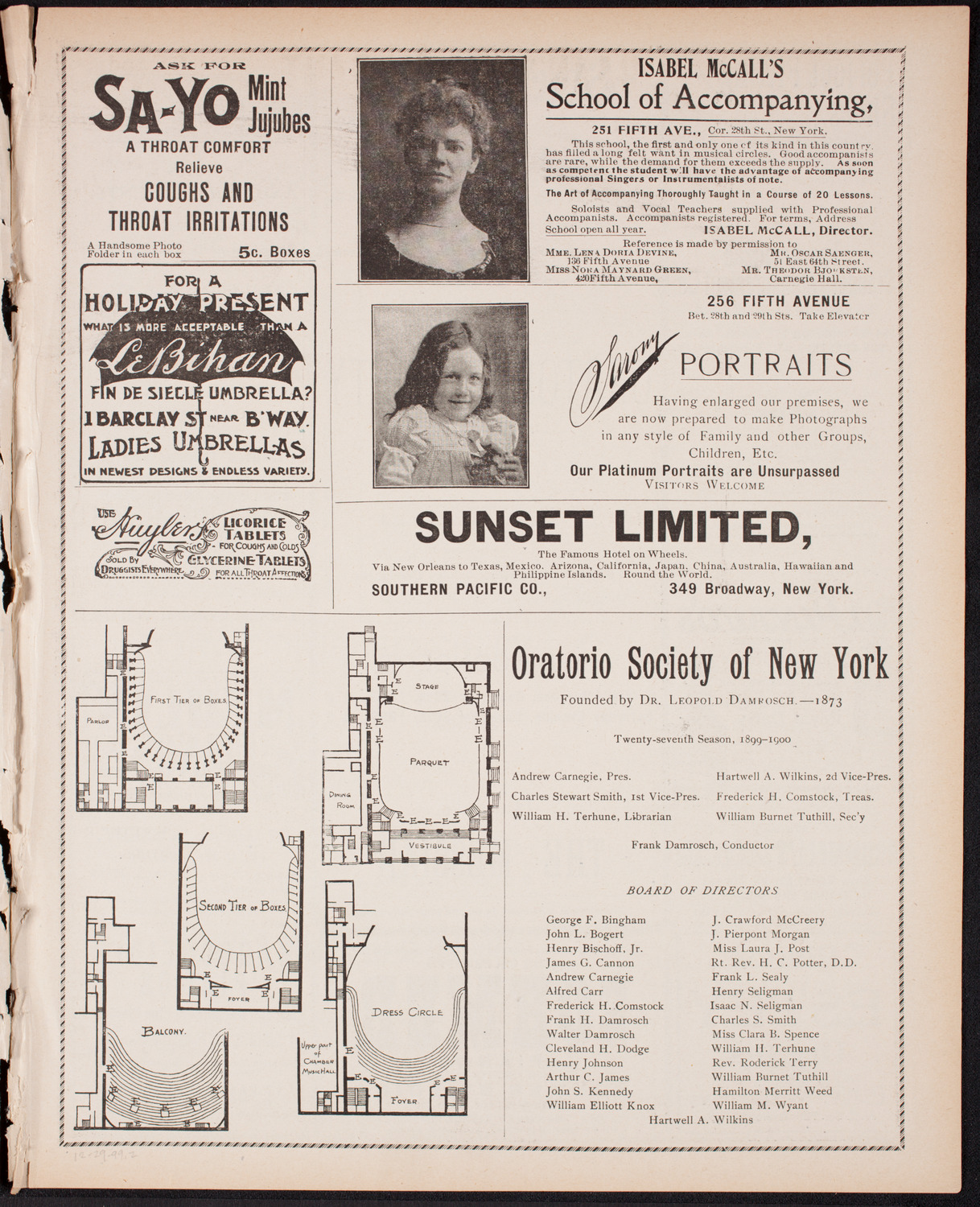 Oratorio Society of New York, December 29, 1899, program page 3