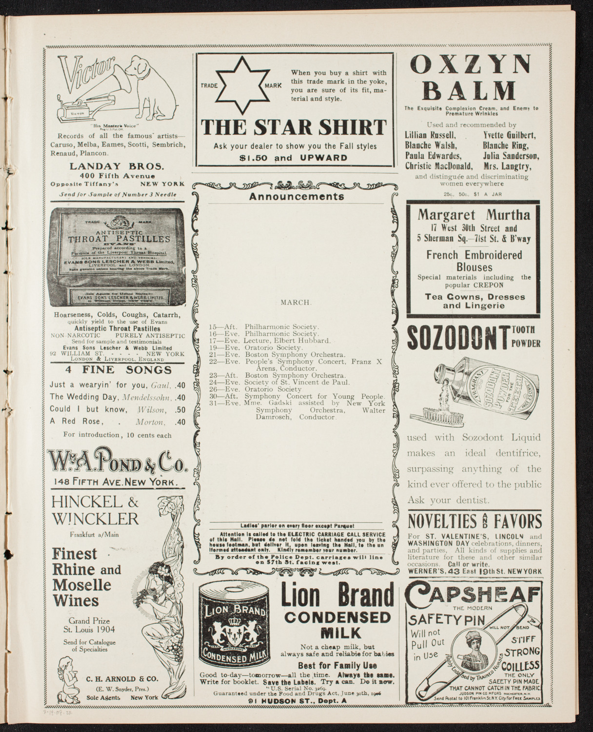 Russian Symphony Society of New York, March 14, 1907, program page 3