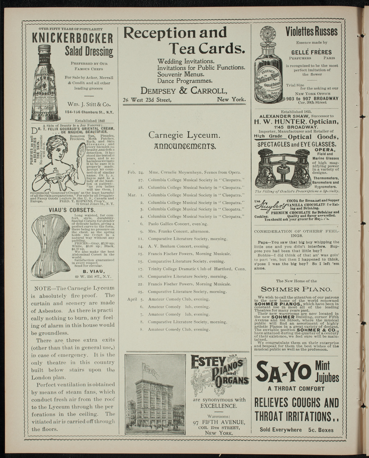 Stevens Institute of Technology Glee, Banjo and Mandolin Clubs, February 20, 1899, program page 2