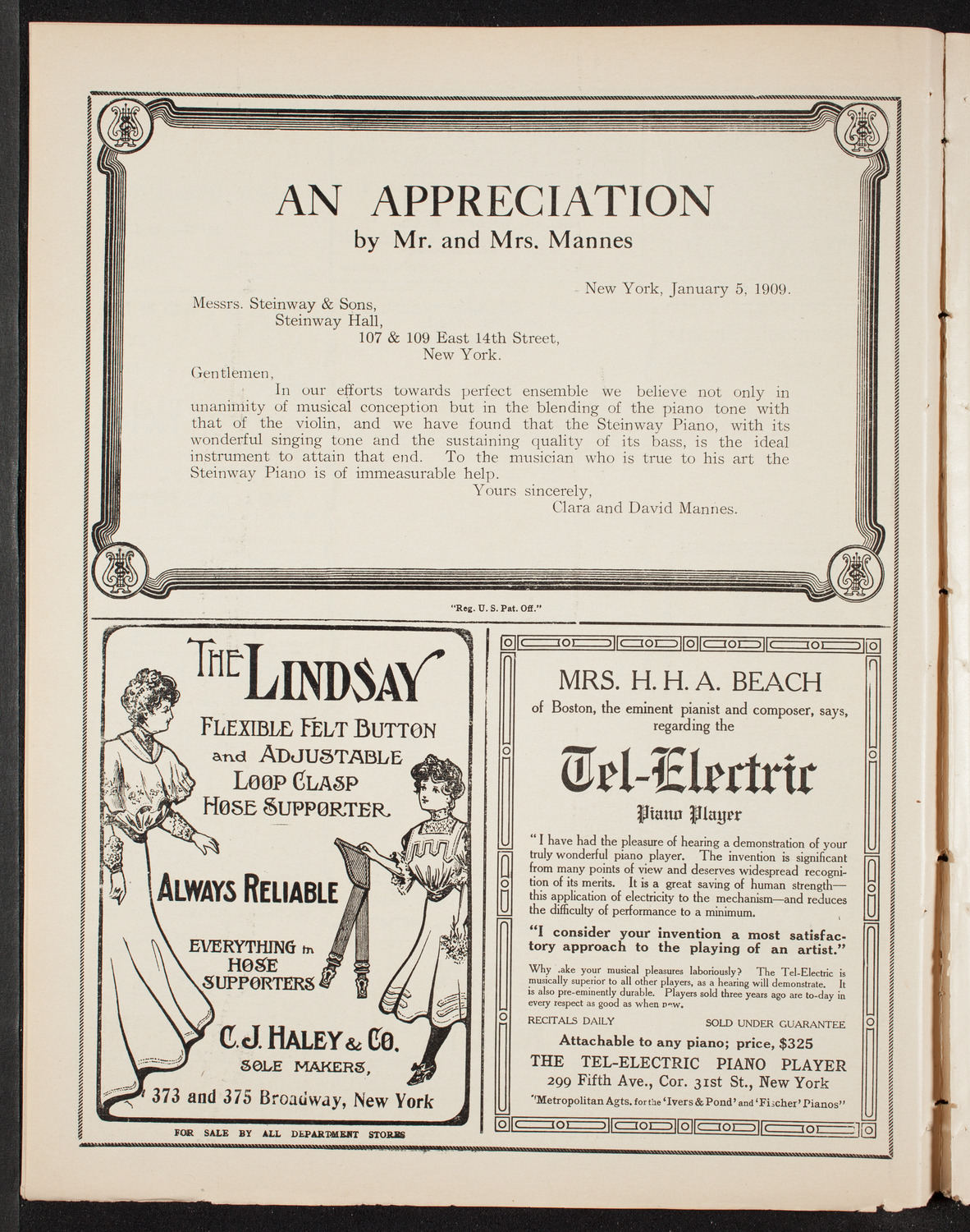 People's Symphony Concert, January 22, 1909, program page 4