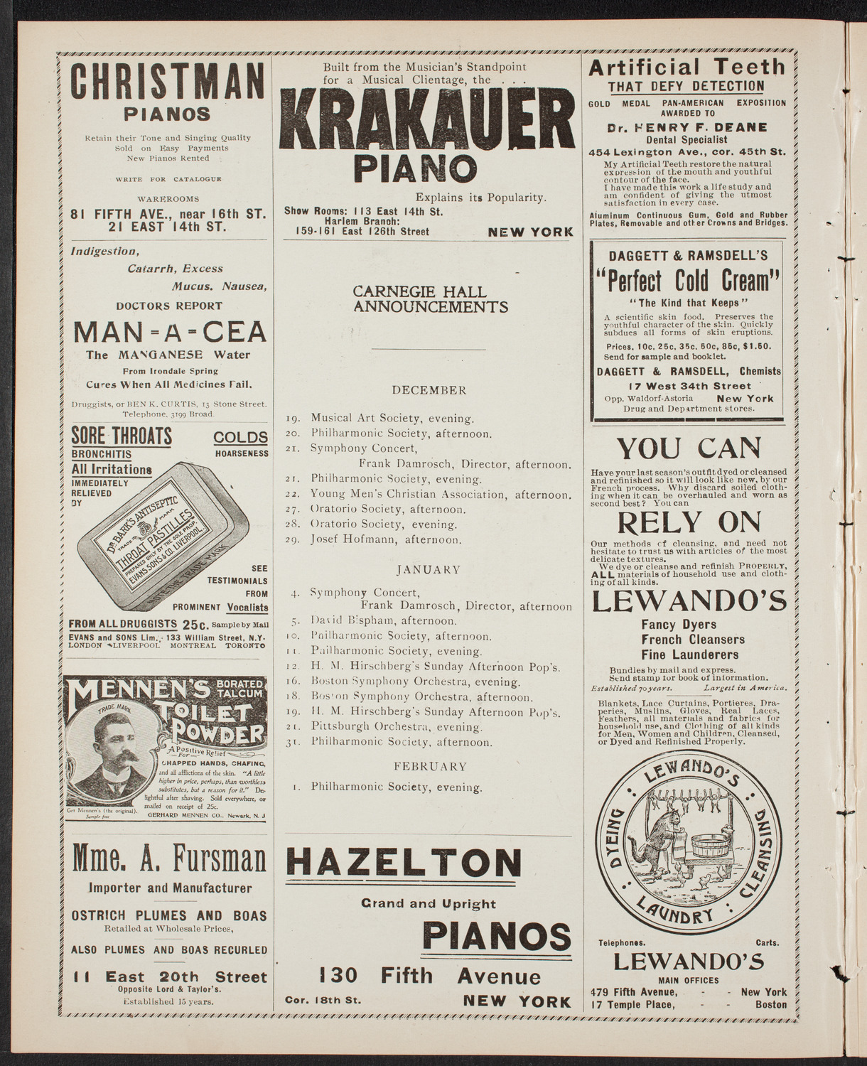 Jan Kubelik, Violin, with Jessie Shay, Piano, December 18, 1901, program page 2