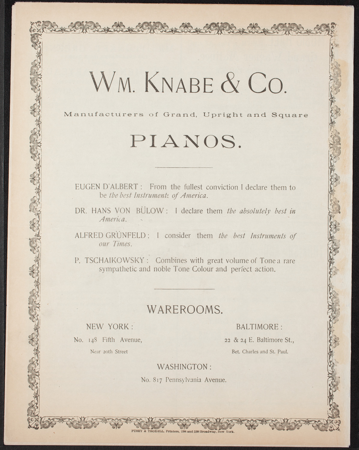 Grand Wagner Concert to Benefit the Orthopaedic Dispensary and Hospital, February 25, 1893, program page 8