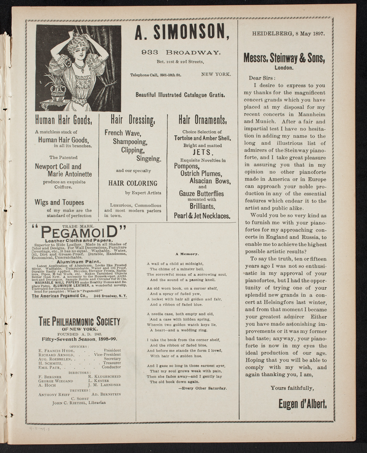 Elmendorf Lecture: The Entire War with Spain in Cuba, April 5, 1899, program page 5