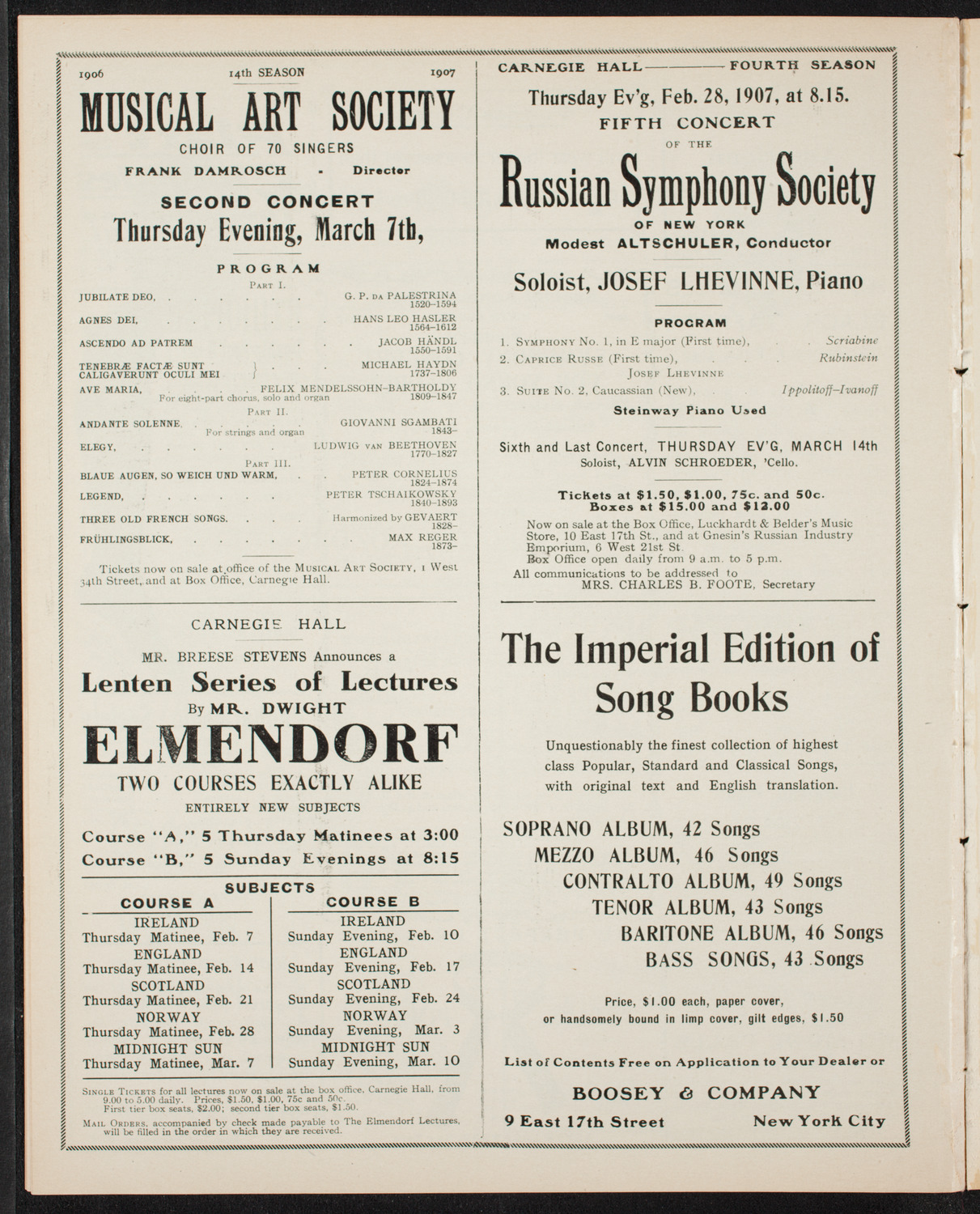 New York Philharmonic, February 8, 1907, program page 10
