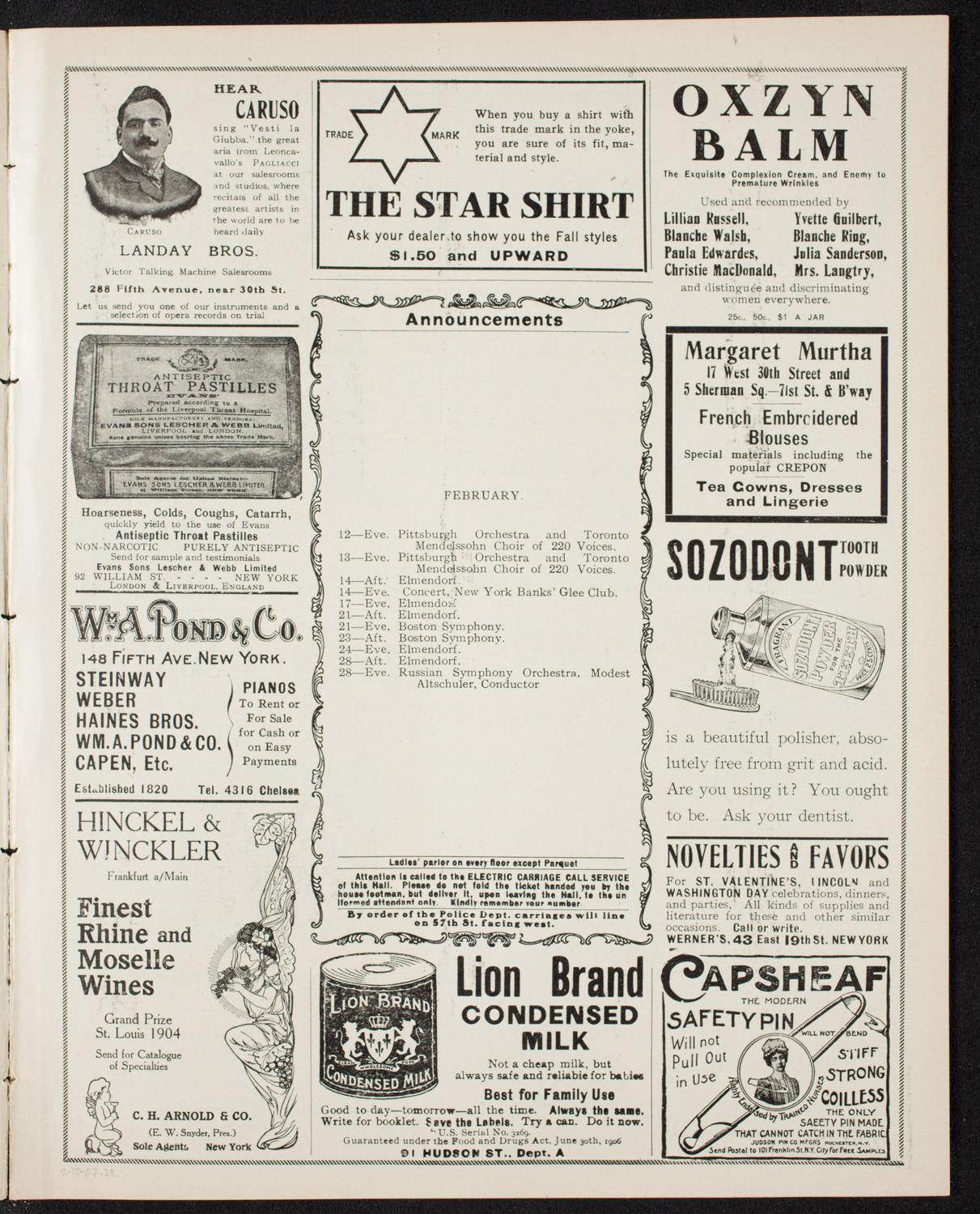 Elmendorf Lecture: Ireland, February 10, 1907, program page 3
