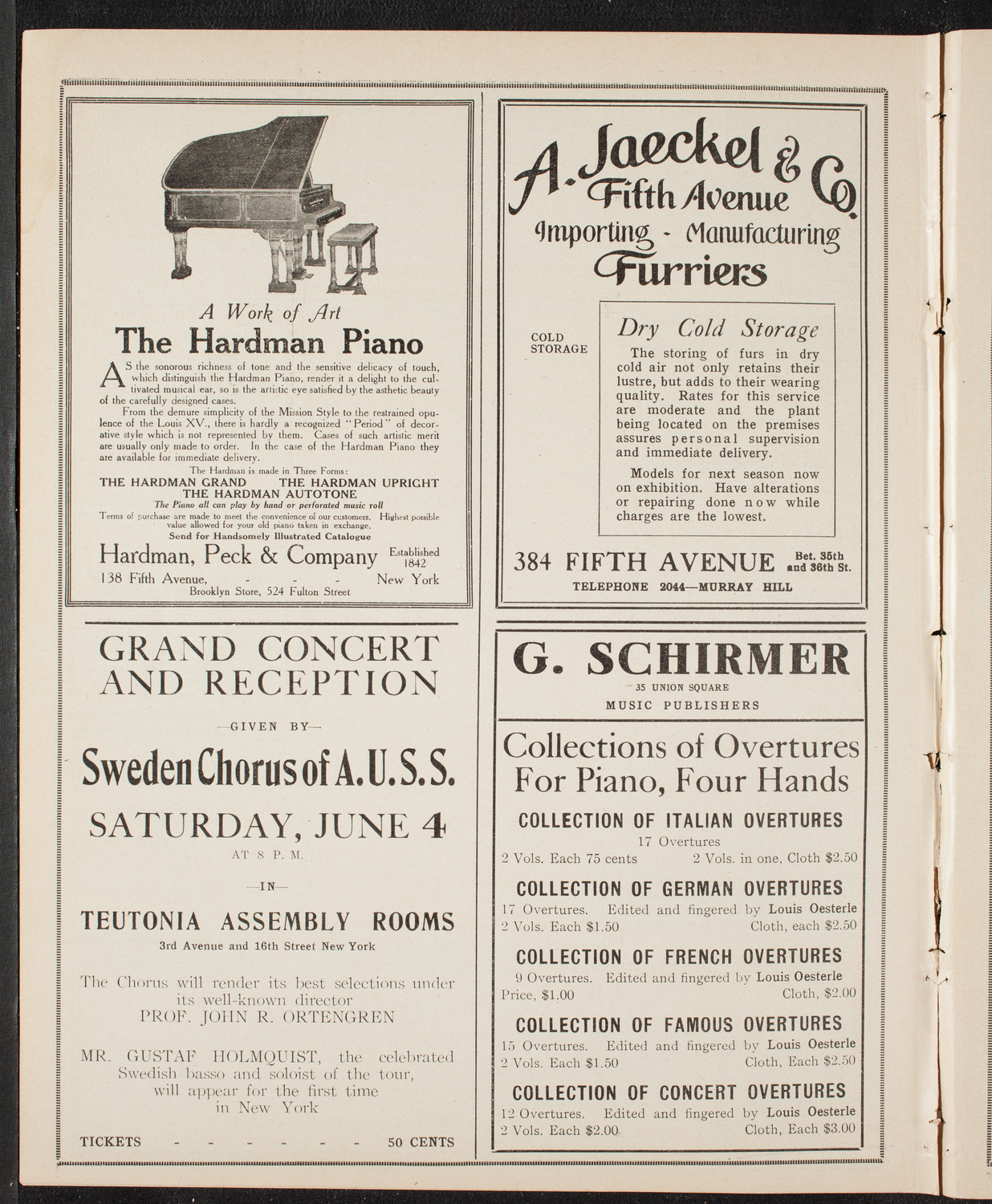 Grand Festival Concert of the American Union of Swedish Singers, May 29, 1910, program page 8