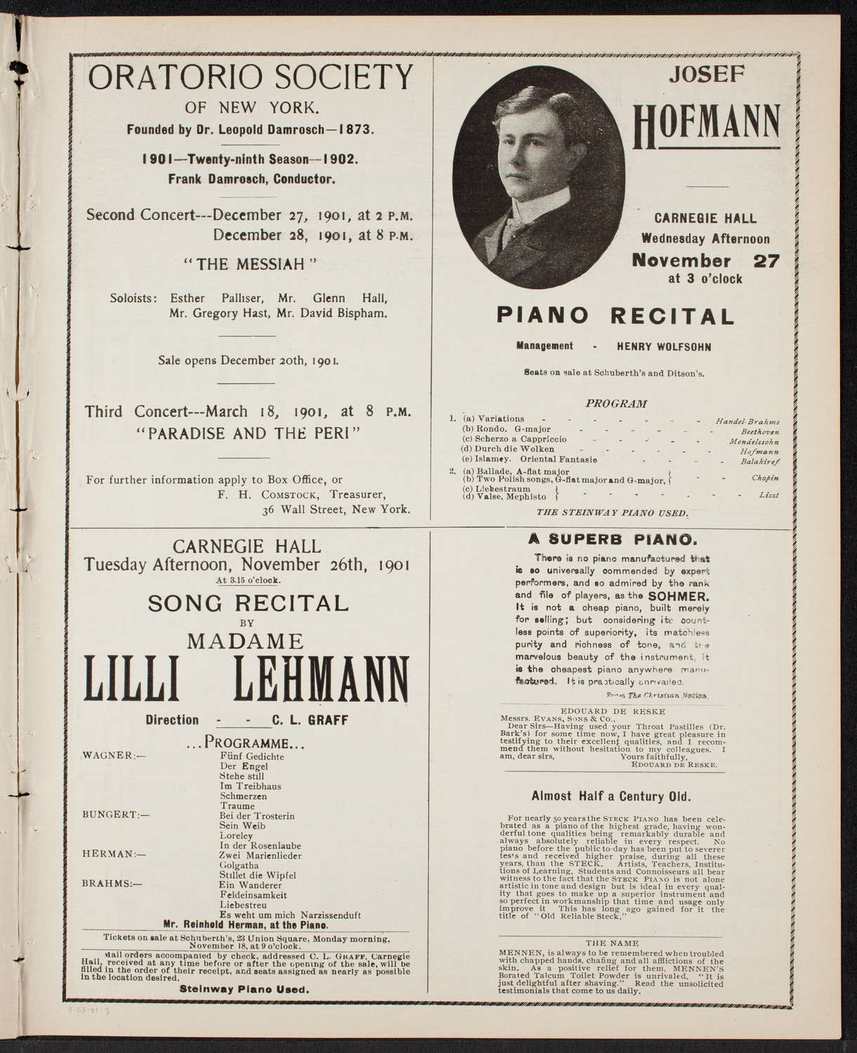 New York Festival Chorus and Orchestra, November 24, 1901, program page 5