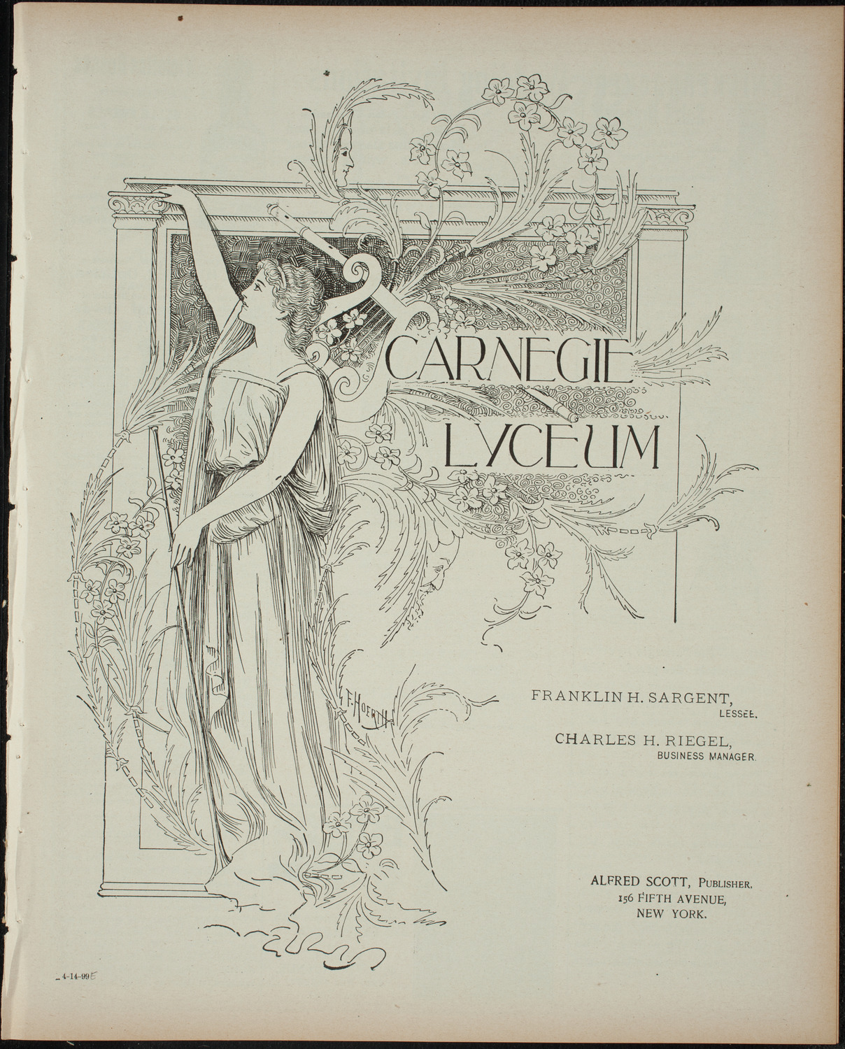 Evening Musicale by St.Christopher's Chapter of Kings Daughters and Sons, April 14, 1899, program page 1