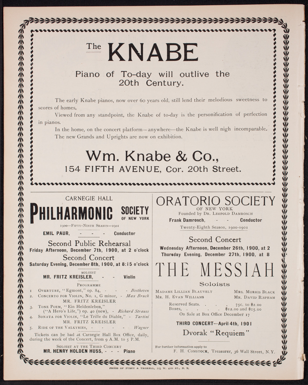 Benefit: German Hospital and Dispensary, December 2, 1900, program page 8