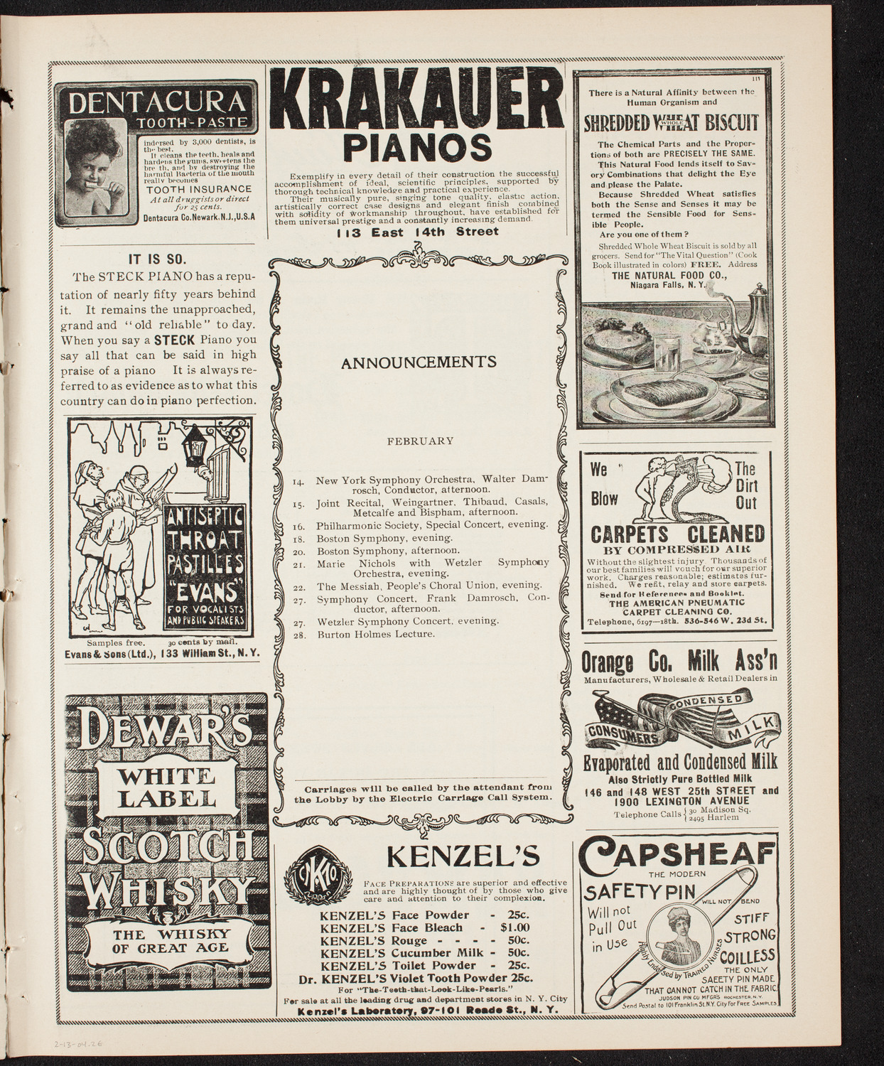 New York Philharmonic, February 13, 1904, program page 3