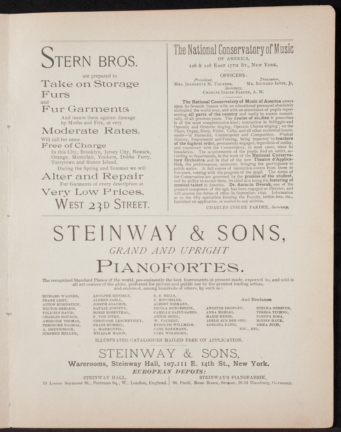Urania Scientific Theatre, April 27, 1892, program page 7