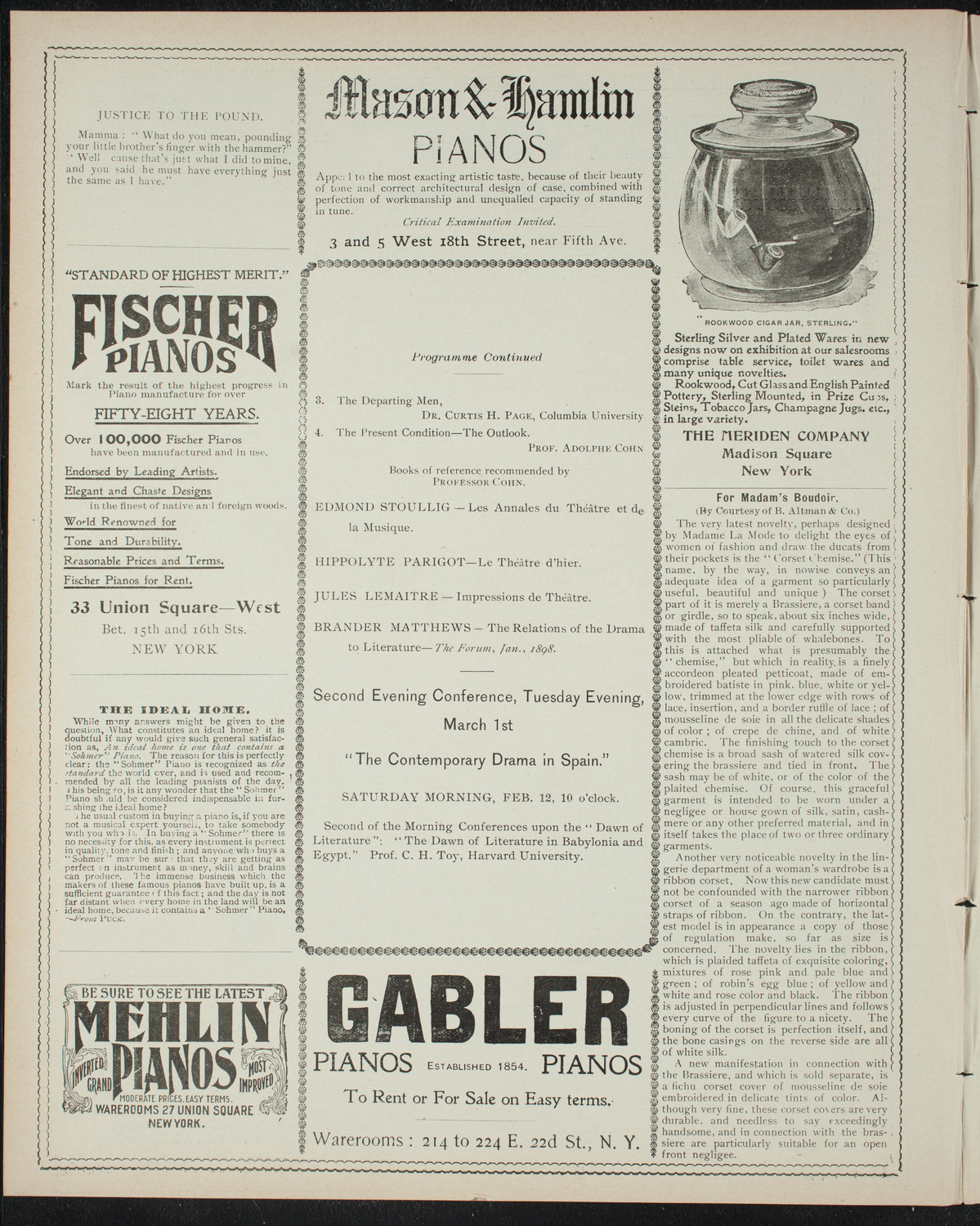 Comparative Literature Society Evening Conference, February 8, 1898, program page 6