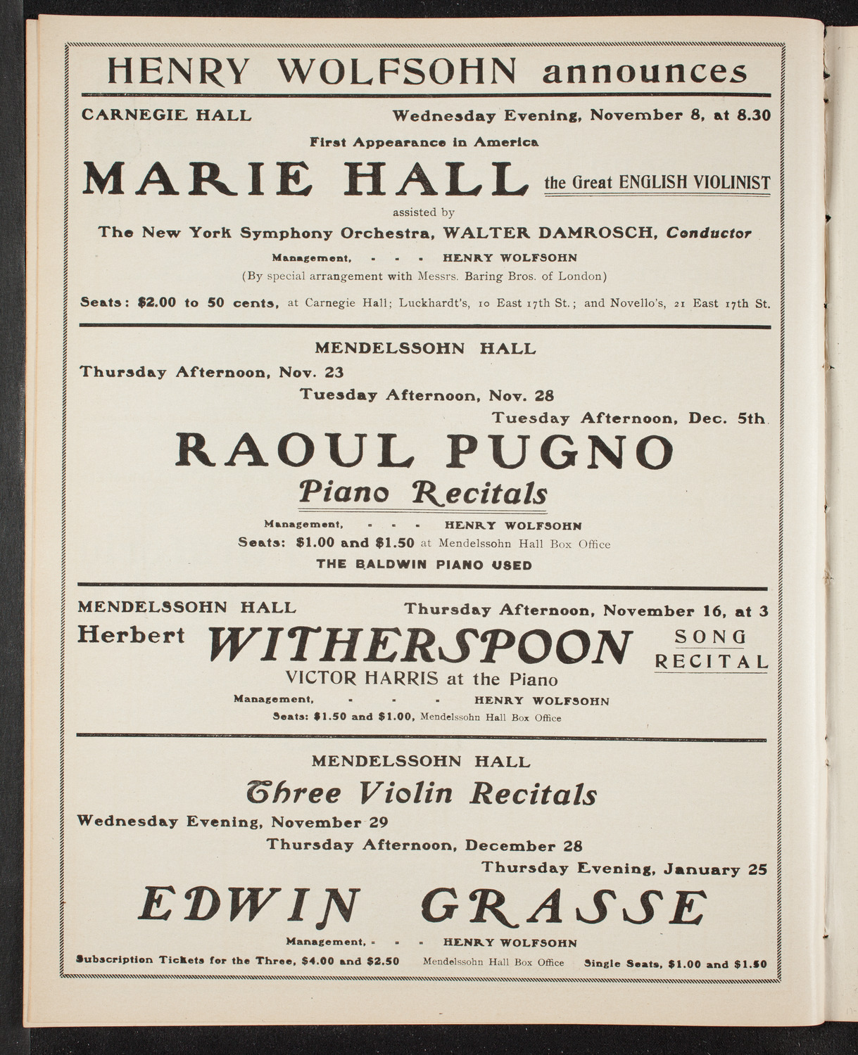 Emma Calvé, Soprano, and Her Company with the New York Symphony Orchestra, November 4, 1905, program page 10