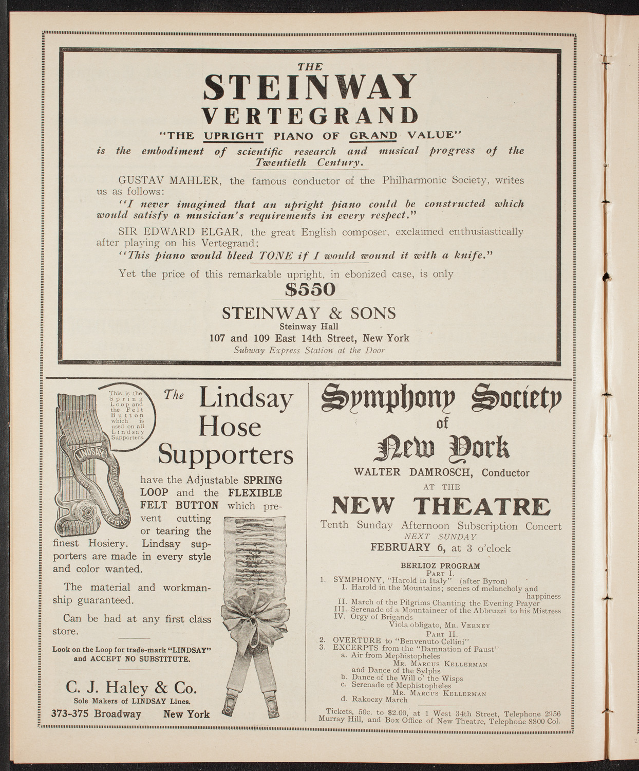 Maud Allan with The Russian Symphony Orchestra, February 2, 1910, program page 4