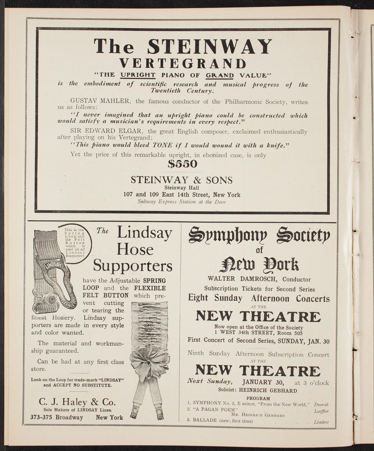 Fritz Kreisler, Violin, January 28, 1910, program page 4