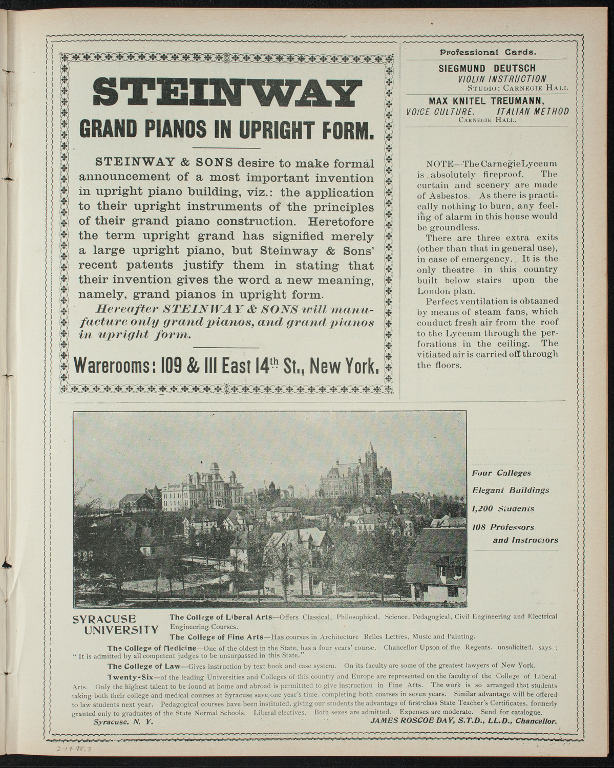 Amateur Comedy Club, February 17, 1898, program page 5