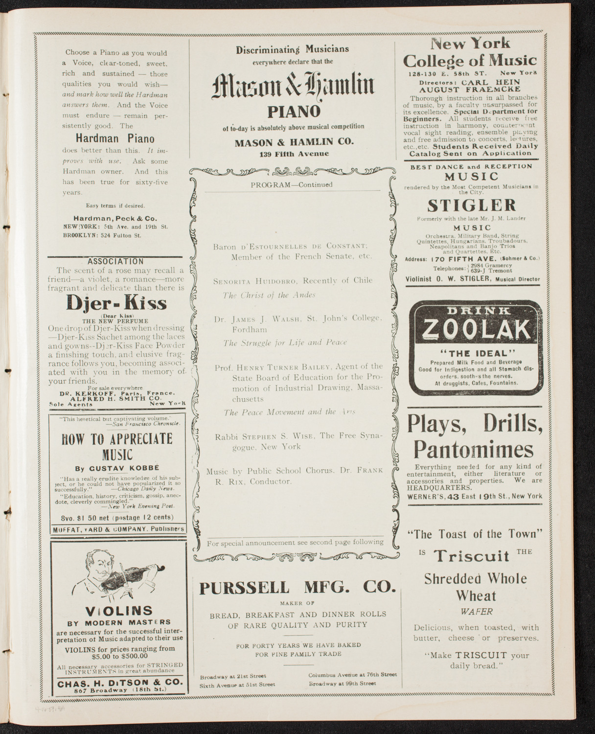 National Arbitration and Peace Congress, April 16, 1907, program page 7