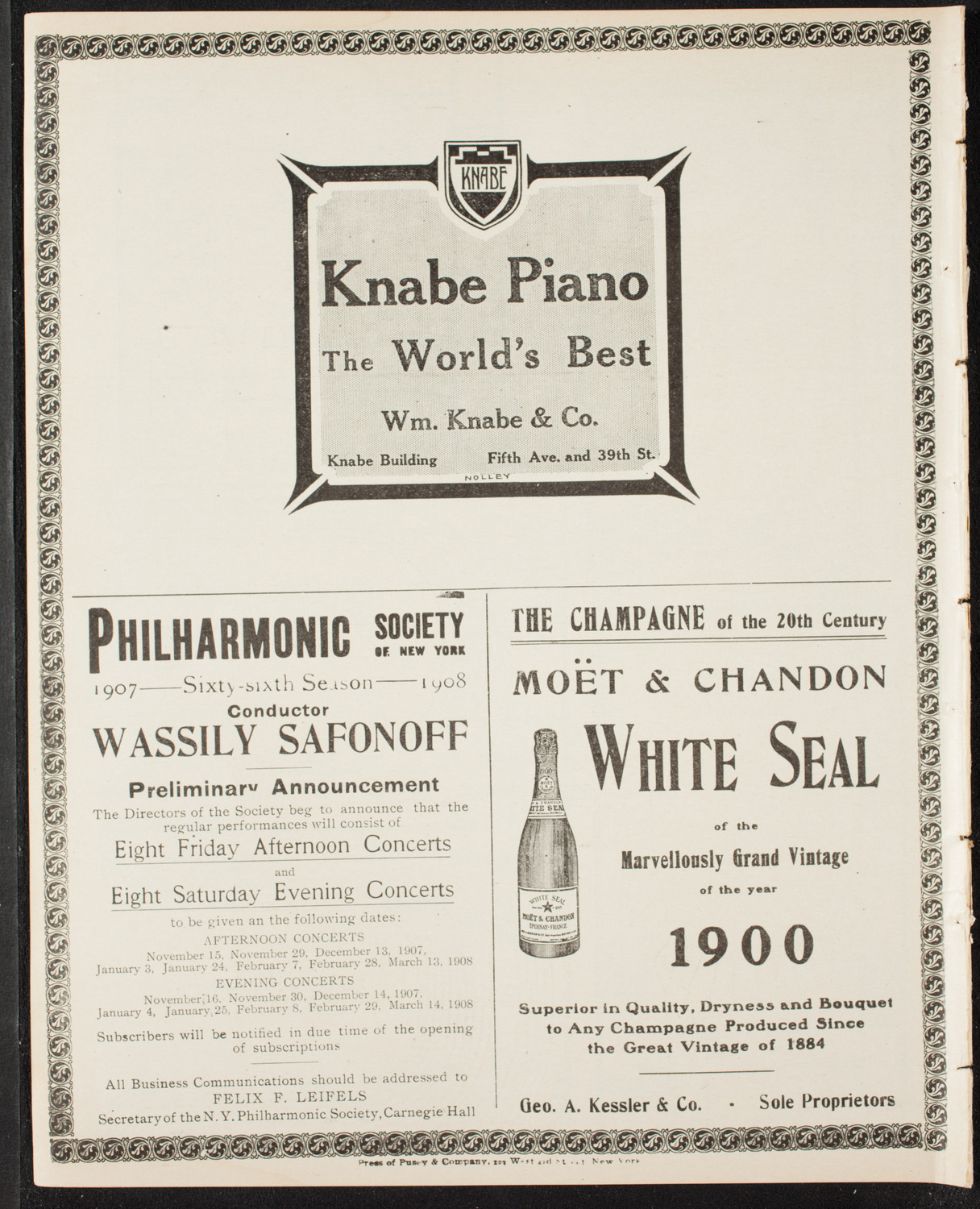 Wiener Männergesangverein (Vienna Male Choral Society), May 7, 1907, program page 12