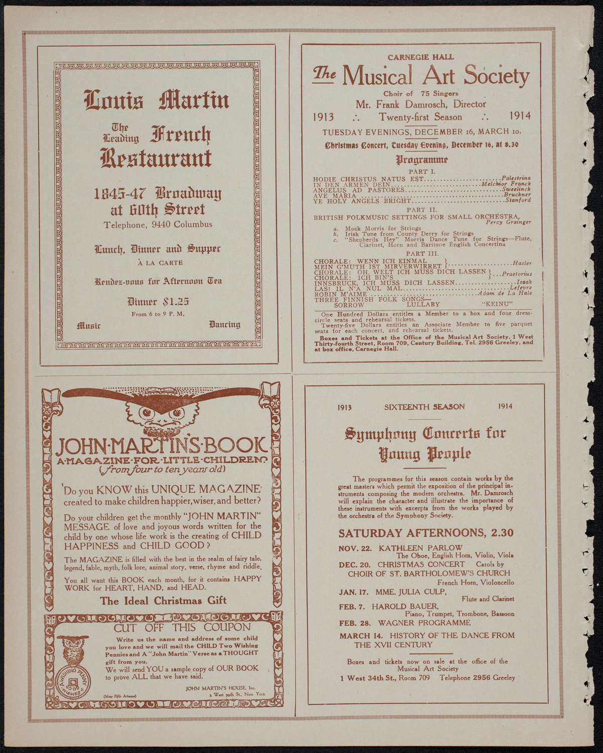 People's Symphony Concert, November 9, 1913, program page 8