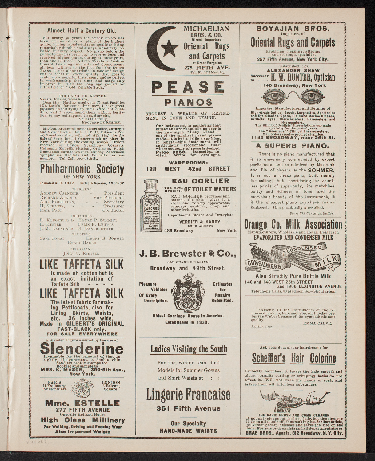 New York Philharmonic, March 14, 1902, program page 3