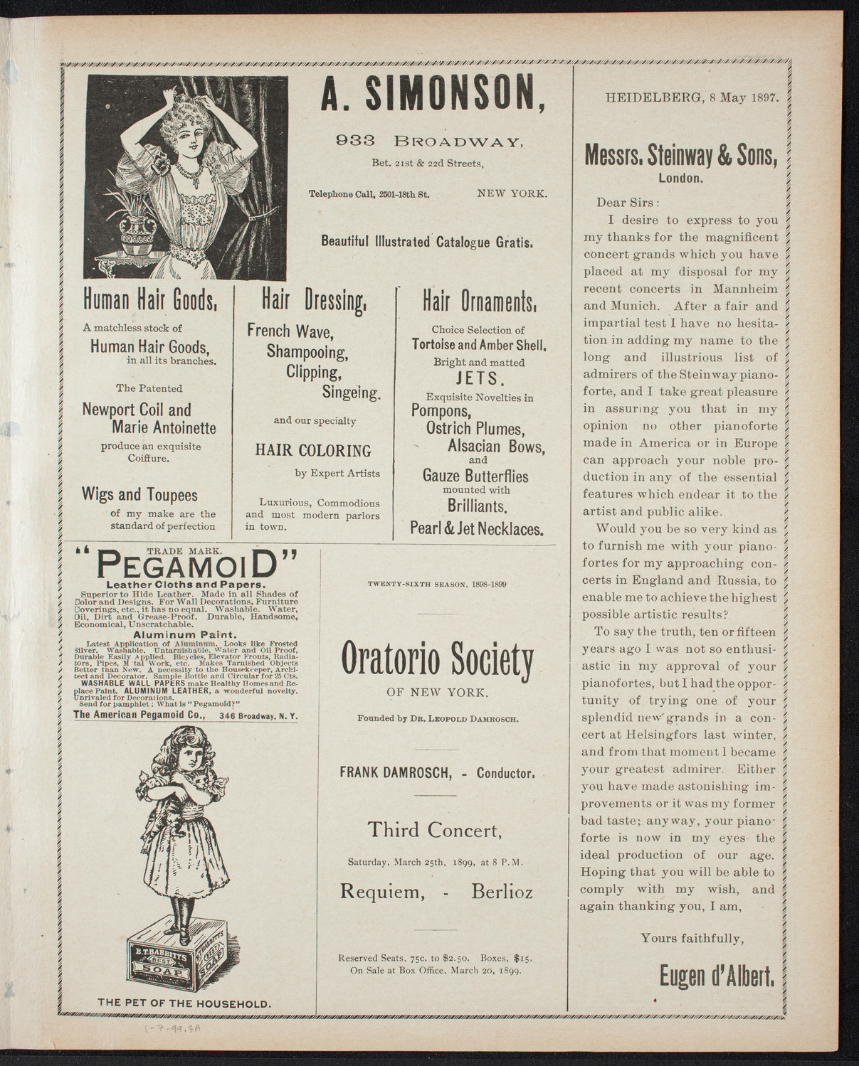 Symphony Concert for Young People, January 7, 1899, program page 5