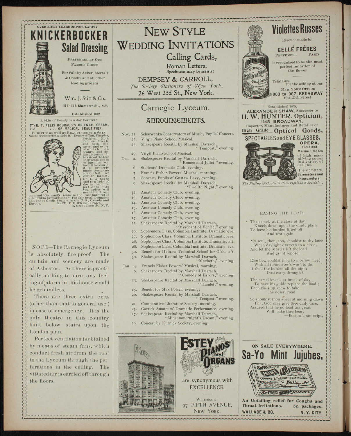 Isis League of Music and Drama Student Production, November 19, 1898, program page 2