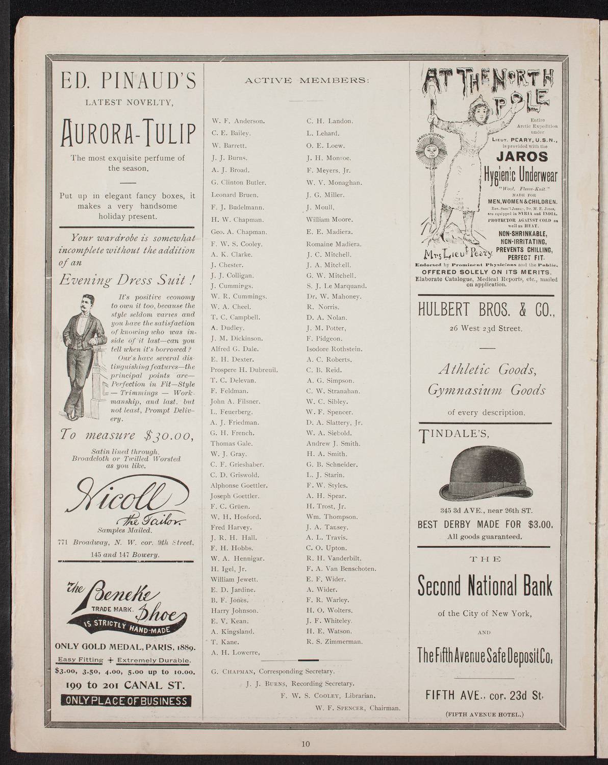 New York Banks' Glee Club, December 14, 1892, program page 10