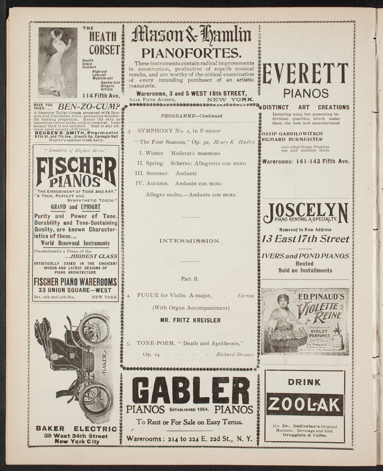 New York Philharmonic, December 20, 1901, program page 8