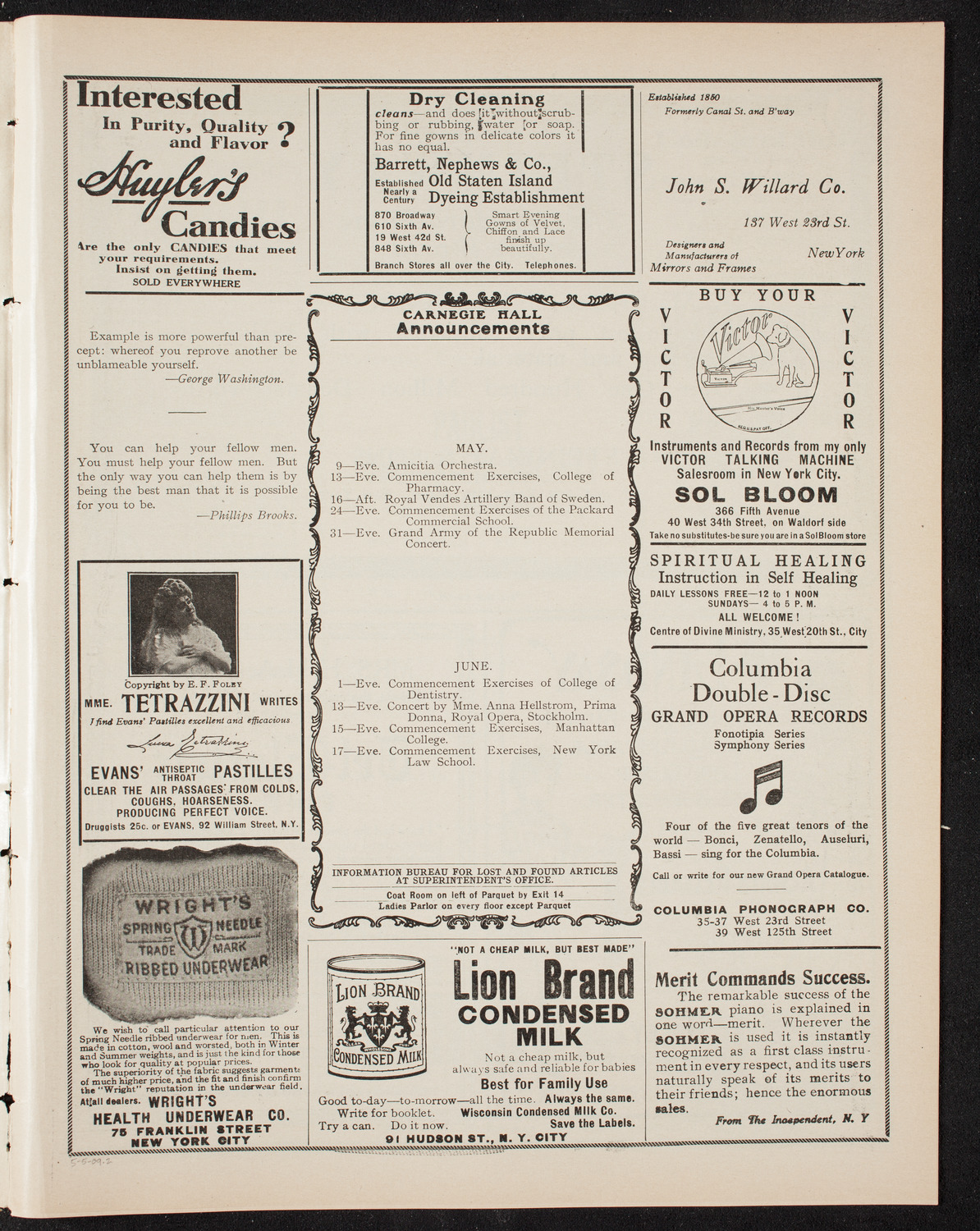 Paulist Chorister Society of Chicago, May 5, 1909, program page 3